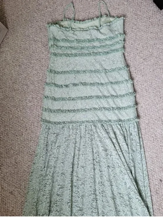 Anthropologie BHLDN Maxi Lace Mint Green Color Dress size XL - Picture 3 of 5